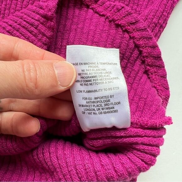 Anthropologie T.la Cinched V-Neck Ribbed Top Pink Rose Size Medium NWT - Picture 7 of 8